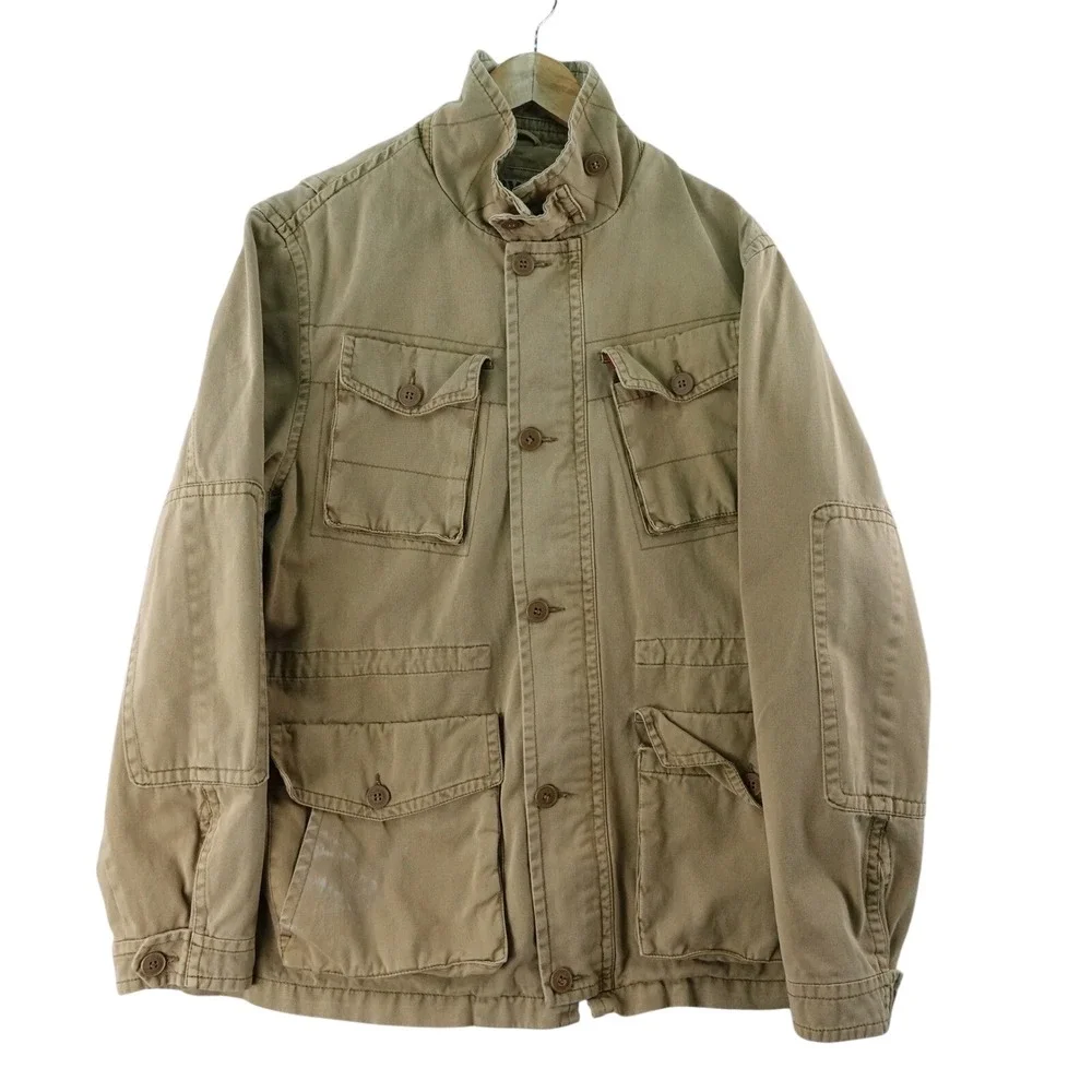 Levi's Men's L Tan Barn Coat Military Cargo Pockets Button Front‎ Chore Jacket
